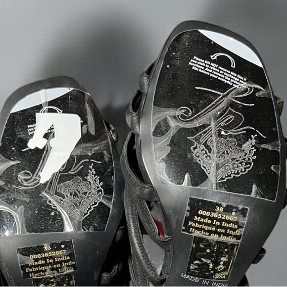 🌻NEW w/tag Free People Colette Black inched Heel Sandals Size 38 or 7.5 - Picture 8 of 9